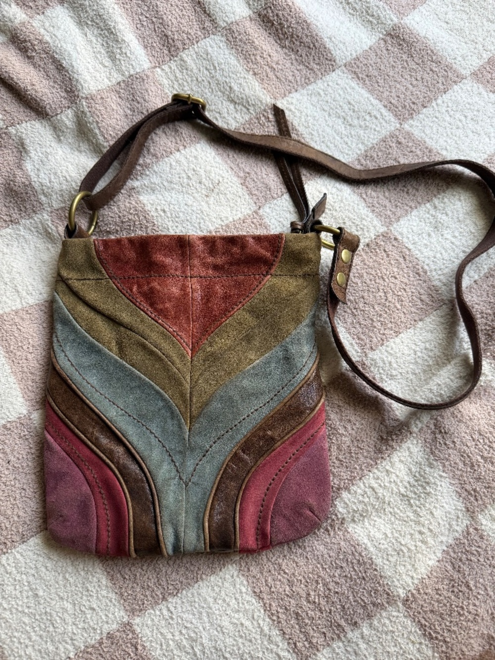 Vintage Boho Fossil Suede and Leather Bag